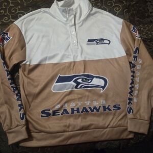 Seattle Seahawks Half-button Pullover Jersey — White & Tan